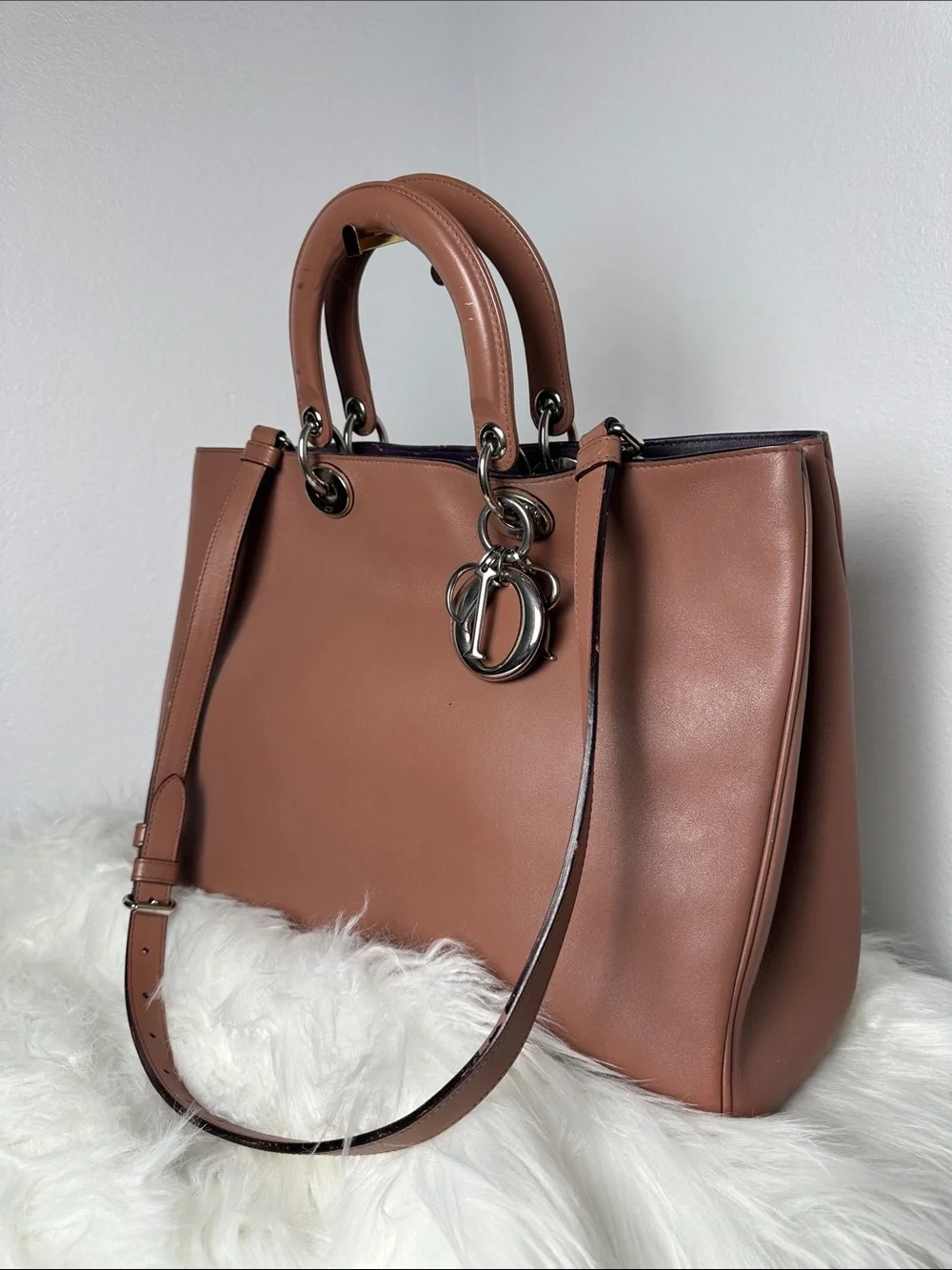 💯Authentic Christian Dior Large Lady Dior Tote Shoulder Bag i Dusty Rose Brown🍀 - Picture 8 of 17